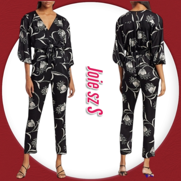 Joie Shaila Butterfly Floral print V- neck casual elegent Jumpsuit - Picture 1 of 14